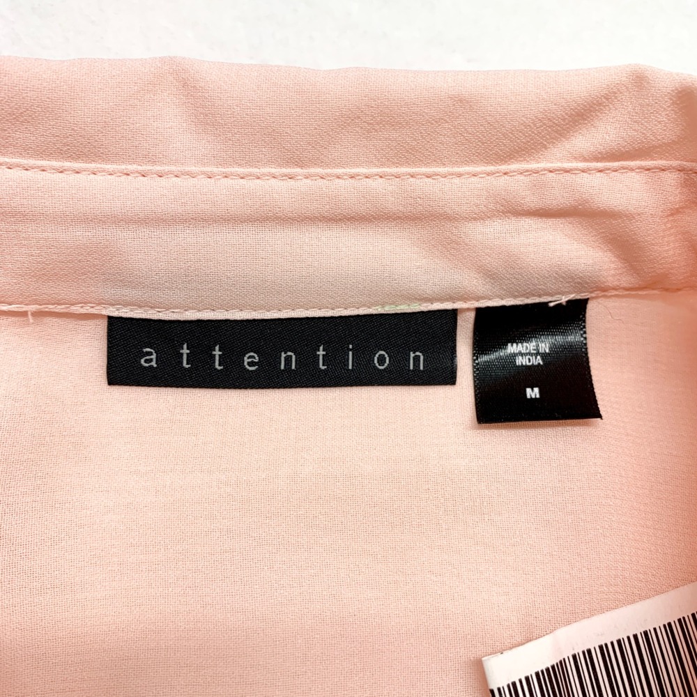 Attention Sheer Chiffon Sleeveless Button Down Womens Size M Peach Pink Blouse - Picture 4 of 8